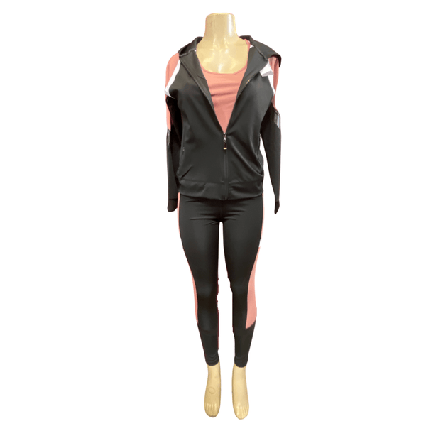 3 Piece Set Leather Look Accent Hoodie Activewear 8 Pack Assorted Colors (S/M-L/XL, 4-4)