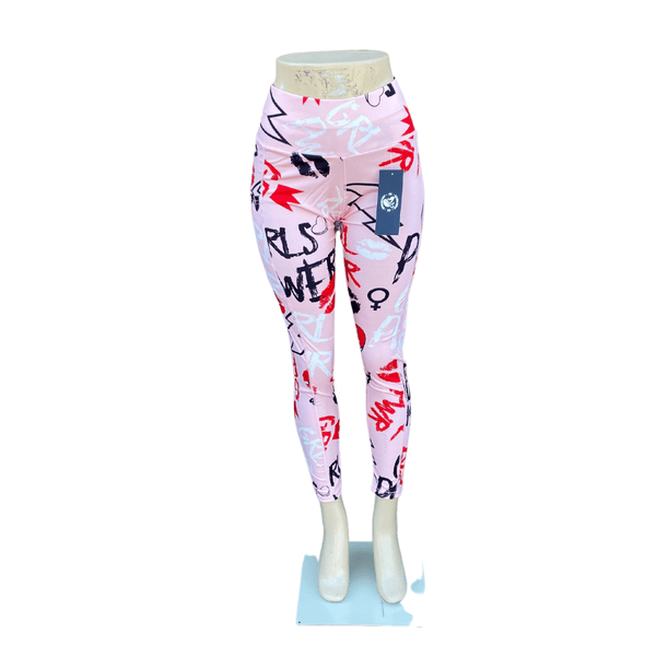 Abstract Activewear Legging with Phone Side Pockets  6 Pack  (Size: S/M-L/XL, 3-3) Assorted Color And Style