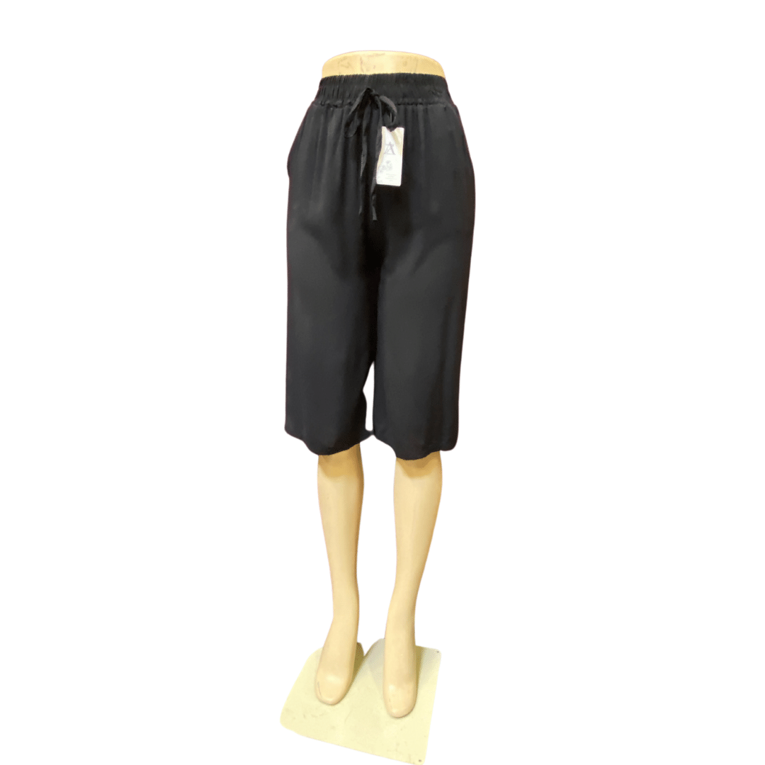Elastic Waist Capri with Two side pockets Black 6 Pack (Size: S/M-L/XL,  3-3)