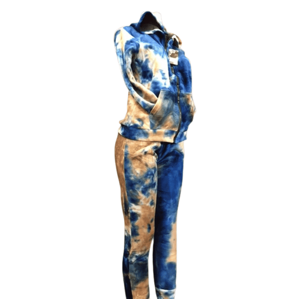 Plush Velour Zipper Front Hoody Tie dye Fleece Lined Set 6 Per Pack Assorted Colors (Size: S/M-L/XL, 3-3)