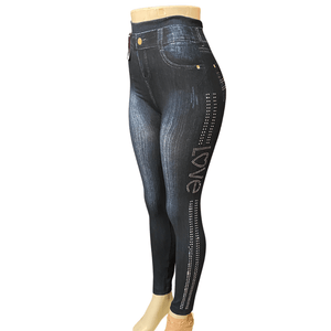 Embellished Denim Looking Stretched Legging 12 pack ( One Size Fits All) Assorted Wash and Prints
