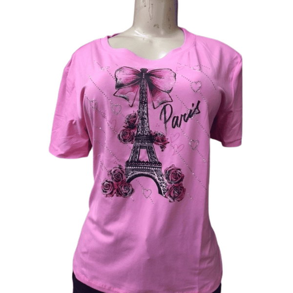 Embellished Paris Top 6 Pack Assorted Colors (Size: S/M-L/XL, 3-3)
