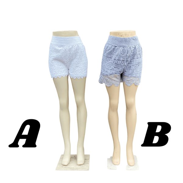 Elastic Waist Crochet Short 6 Pack  (Two Crochet Styles: A or B ) Assorted Color Per Style