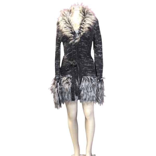 Branded Fur Trim Belted Open Cardigan Pre Ticket $190 6 Pack Per Color (Size: S-M-L-XL, 1-2-2-1)