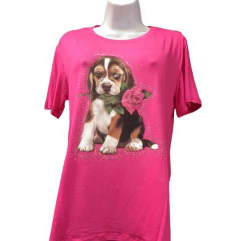 Dog Stone Aplique Tee 6 Pack Assorted Colors (Size: L/XL)