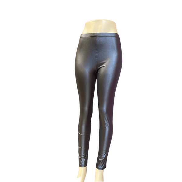 Regular Waist Leather Look Leggings Black Only 6 Pack  (Size: S/M-L/XL, 3-3)