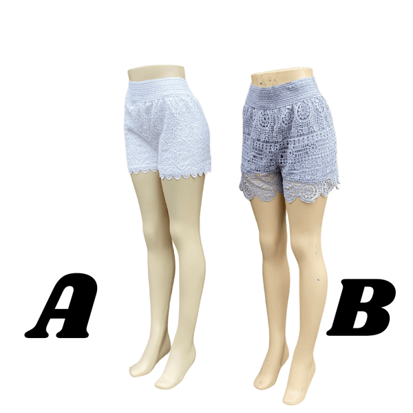 Elastic Waist Crochet Short 6 Pack  (Two Crochet Styles: A or B ) Assorted Color Per Style