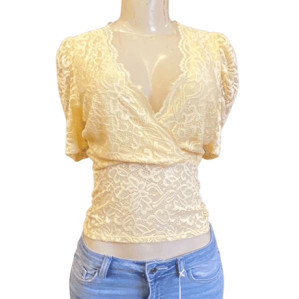 Women's Lace Blouses Made In USA Yellow 6 Pack (S-M-L, 2-2-2)