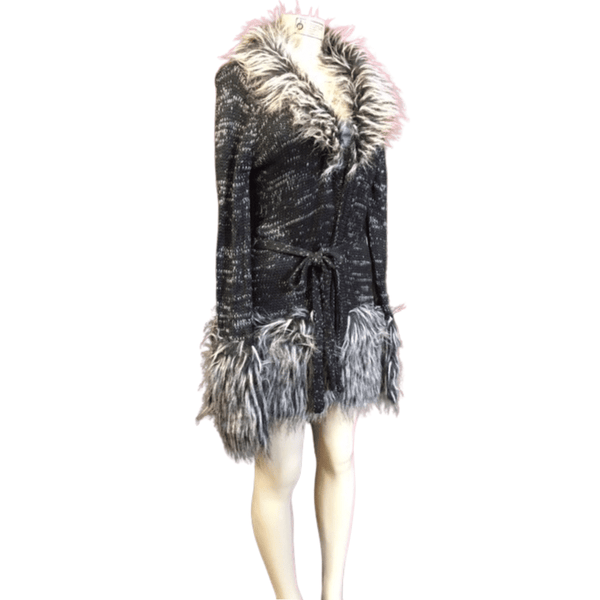 Branded Fur Trim Belted Open Cardigan Pre Ticket $190 6 Pack Per Color (Size: S-M-L-XL, 1-2-2-1)
