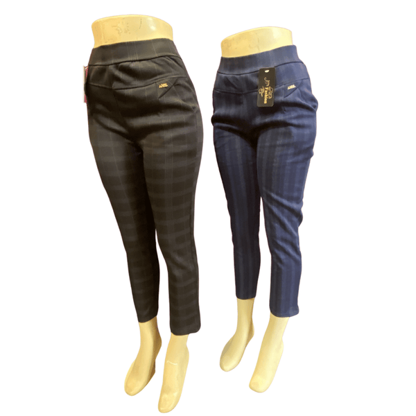 Fur Lined Leggings Pants with Two Side Pockets 6 Pack (S/M-L/XL Black 2-2, Blue 1-1) Assorted Color per Style