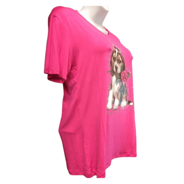 Dog Stone Aplique Tee 6 Pack Assorted Colors (Size: L/XL)