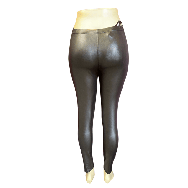 Regular Waist Leather Look Leggings Black Only 6 Pack  (Size: S/M-L/XL, 3-3)