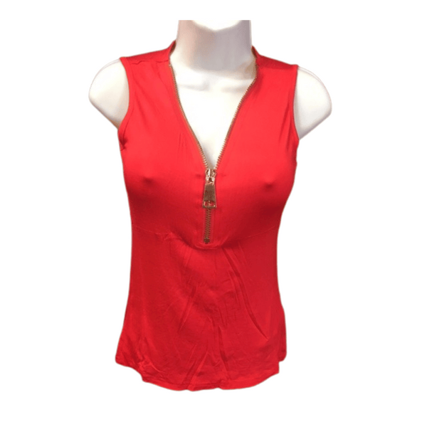 Big Zipper Sleeveless Top 6 Pack Assorted Colors (Size: S-M-L, 2-2-2)