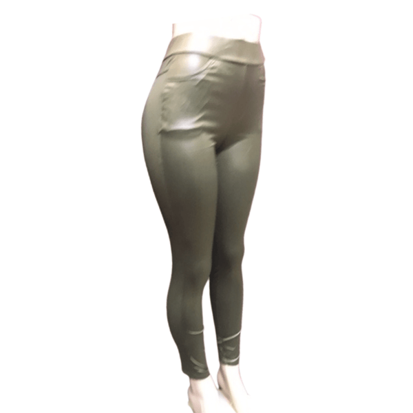 Leather Look Leggings With 2 Front Pockets 6 Pack Per Color (Size: S/M-L/XL, 3-3)