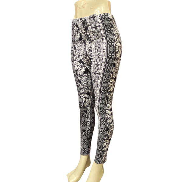 Black and White printed Fashion Legging 6 Pack (One pattern One Size Fits all) Assorted