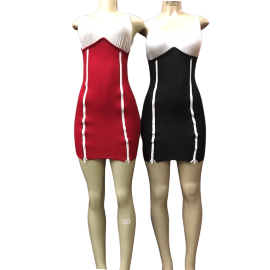 Double Zipper Front Dress 3 Pack Per Color (Size: S-M-L, 2-2-2)
