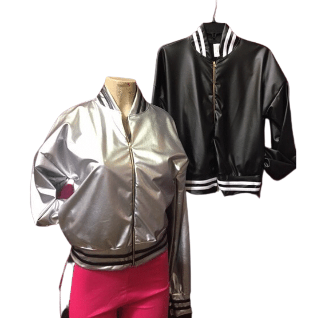 Spring Leather Look Baseball Jacket 4 Pack Per Color (Size: S-M-L-XL, 1-1-1-1)