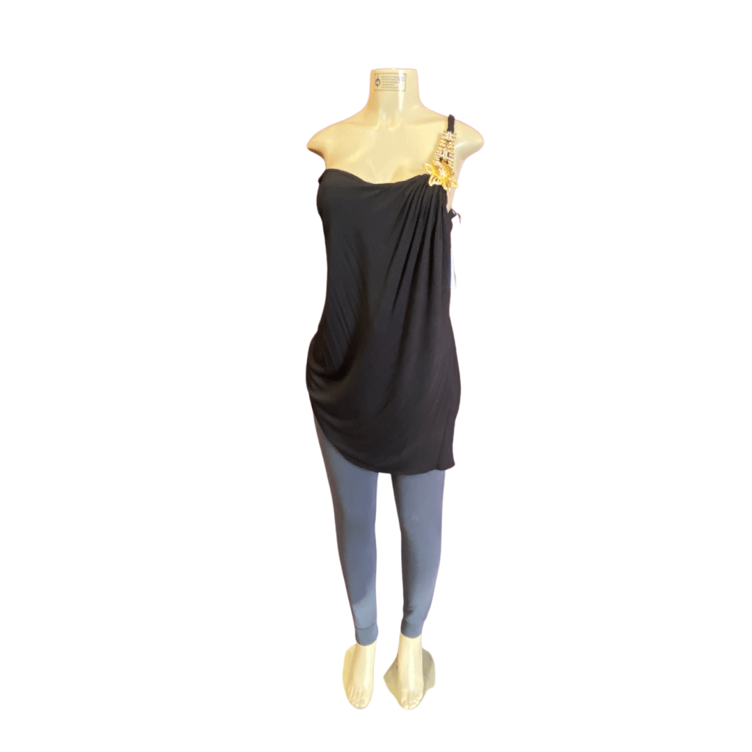 One Shoulder Strap / Mini Dress With Shoulder Ornamentation 6 Pack Black Color ( Size: S-M-L, 2-2-2)